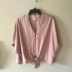 SIM & SAM blush pink dolman sleeve button down top